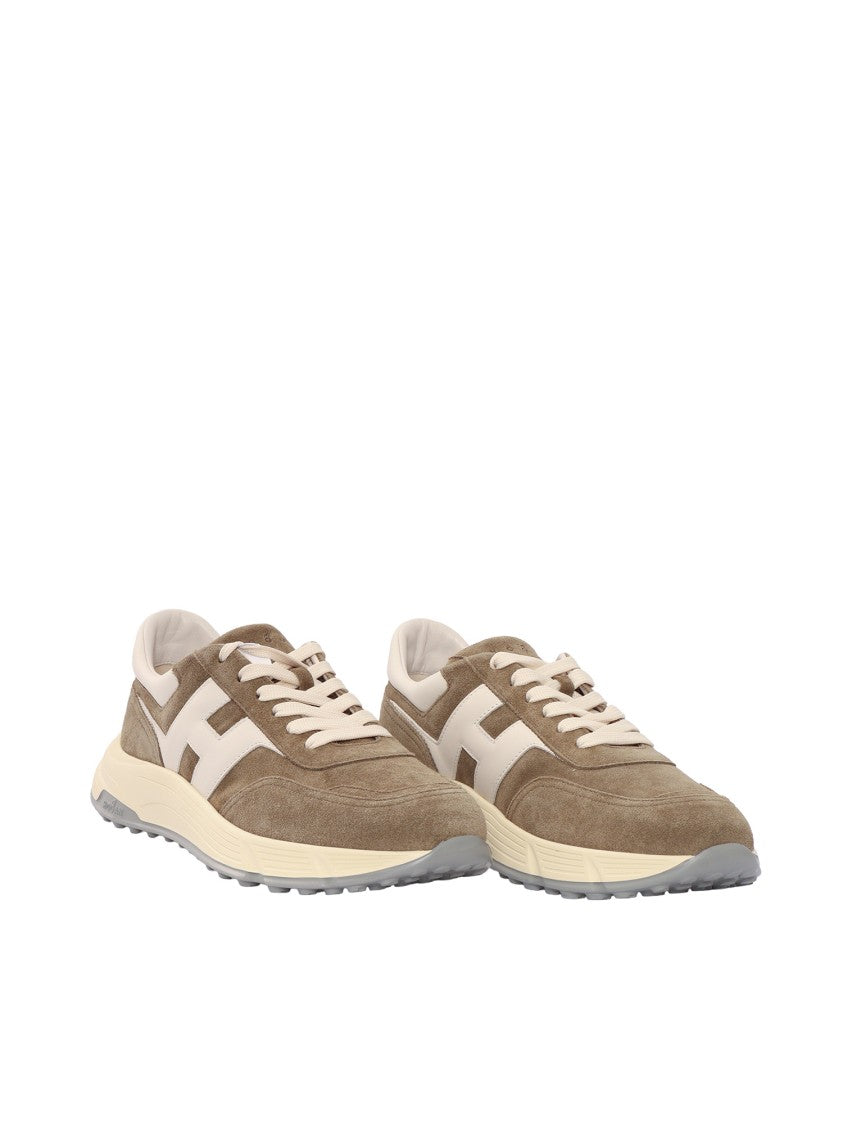 Hogan Taupe Hyperlight Suede Logo Sneakers