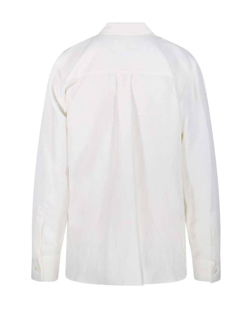 Parosh Floral Embroidered White Shirt With Sequins