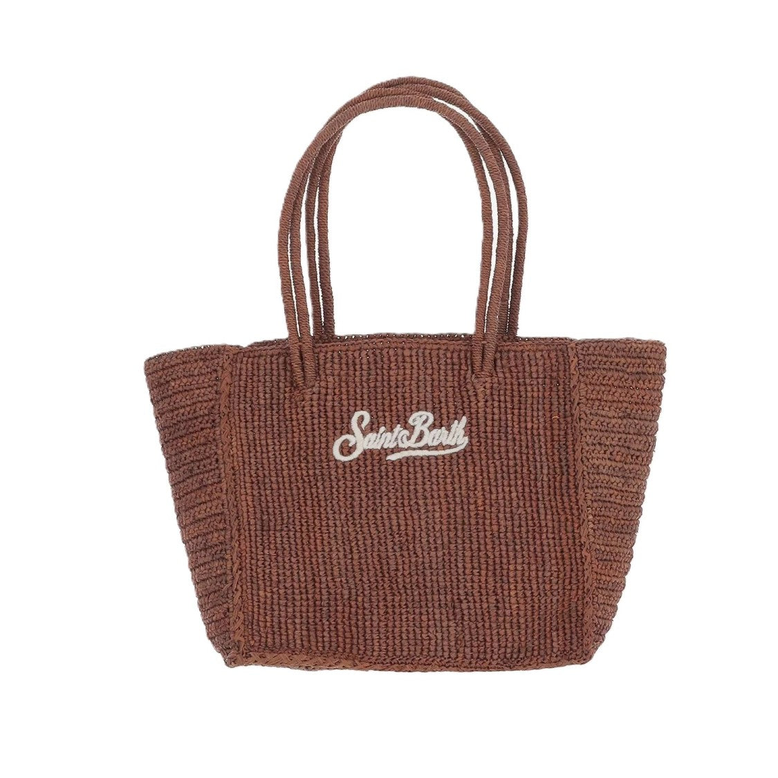 Mc2 Saint Barth Textured Woven Medium Tote Bag With Embroidered Logo