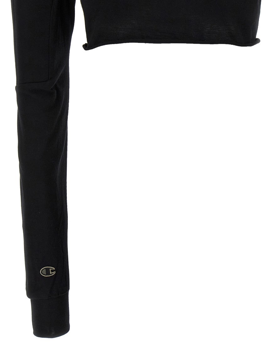 Rick Owens Cropped Black Scuba-Insert Sweater