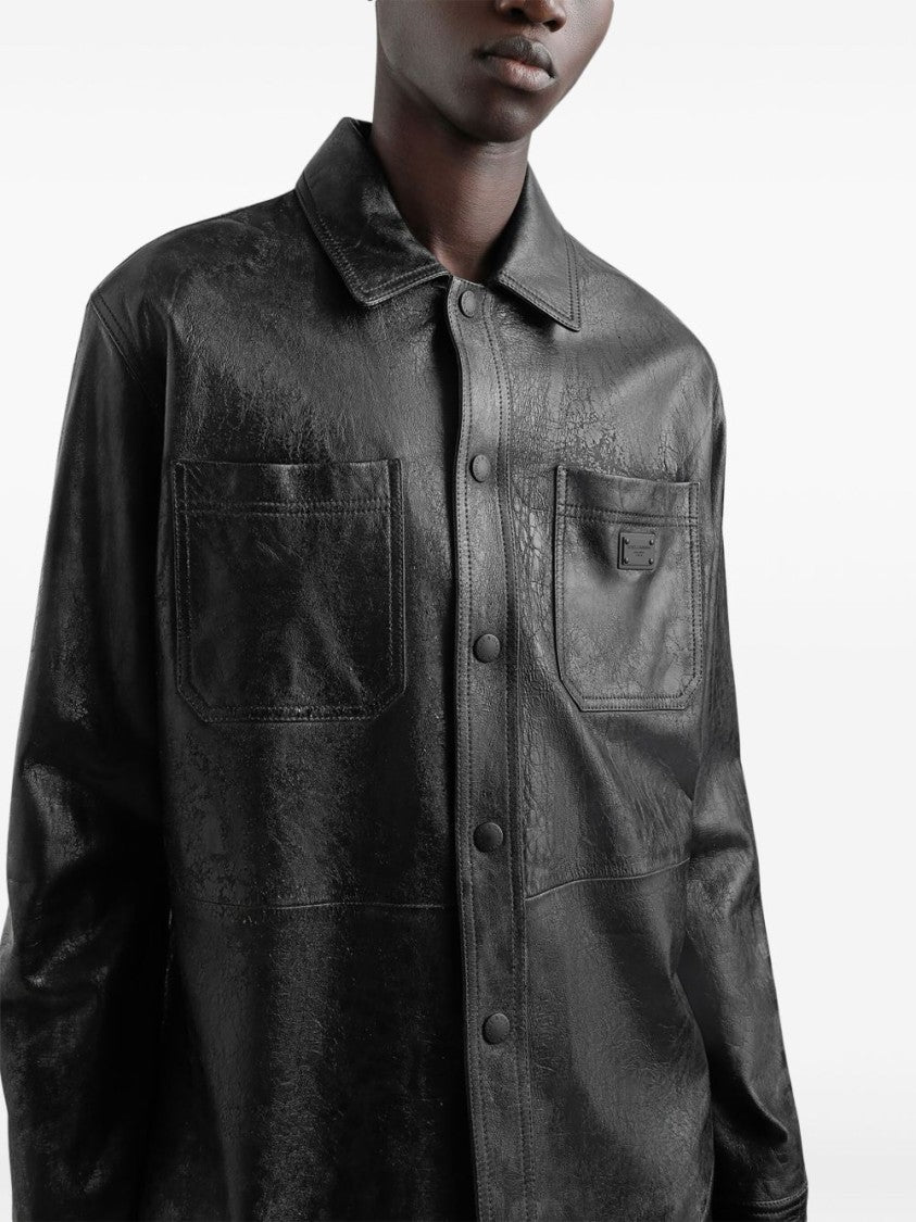 Dolce & Gabbana Structured Black Shirt With Classic Collar And Press-Stud Fastenings