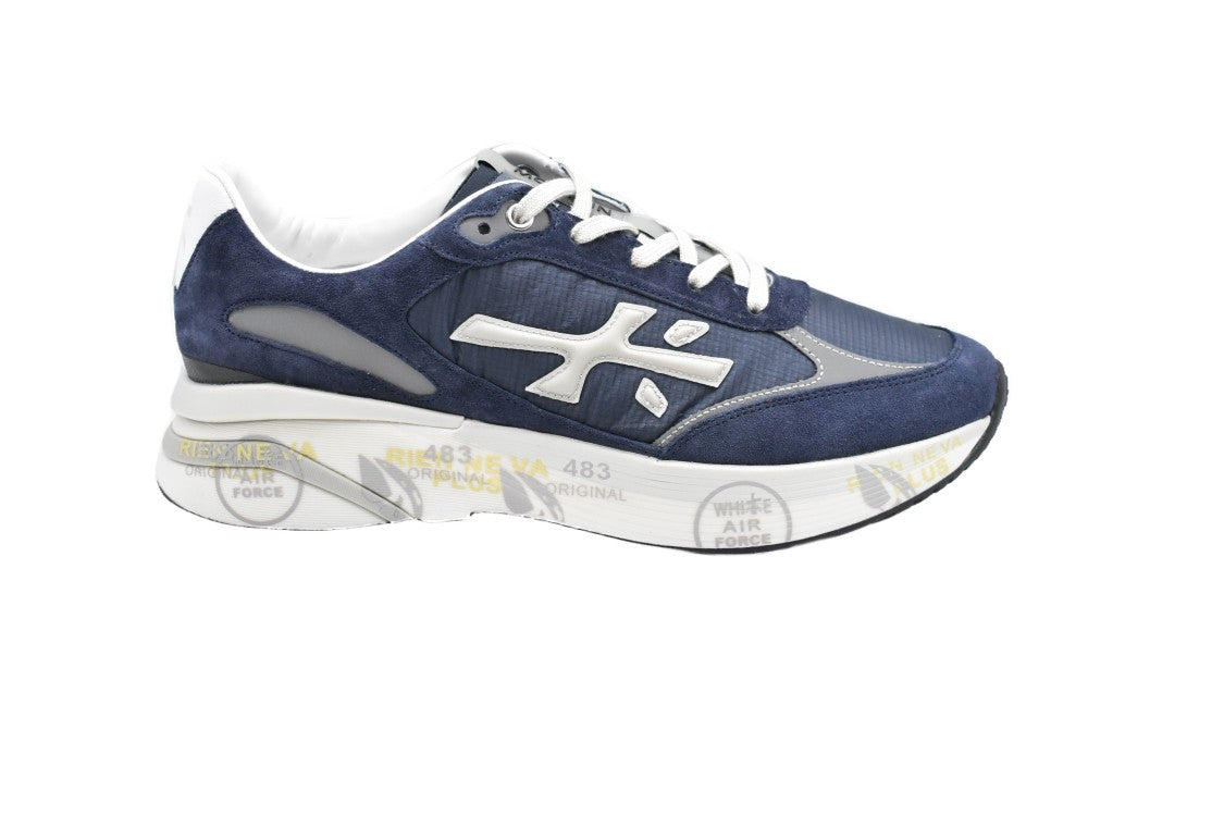 Premiata Navy Blue Low-Top Sneakers With Suede
