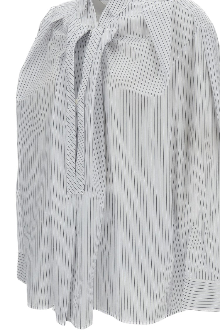 Jejia Vertical Striped Cotton Shirt With Deep V-Neckline