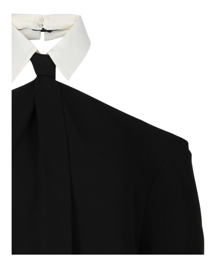 Valentino Crepe Couture Blouse With Necktie Detail