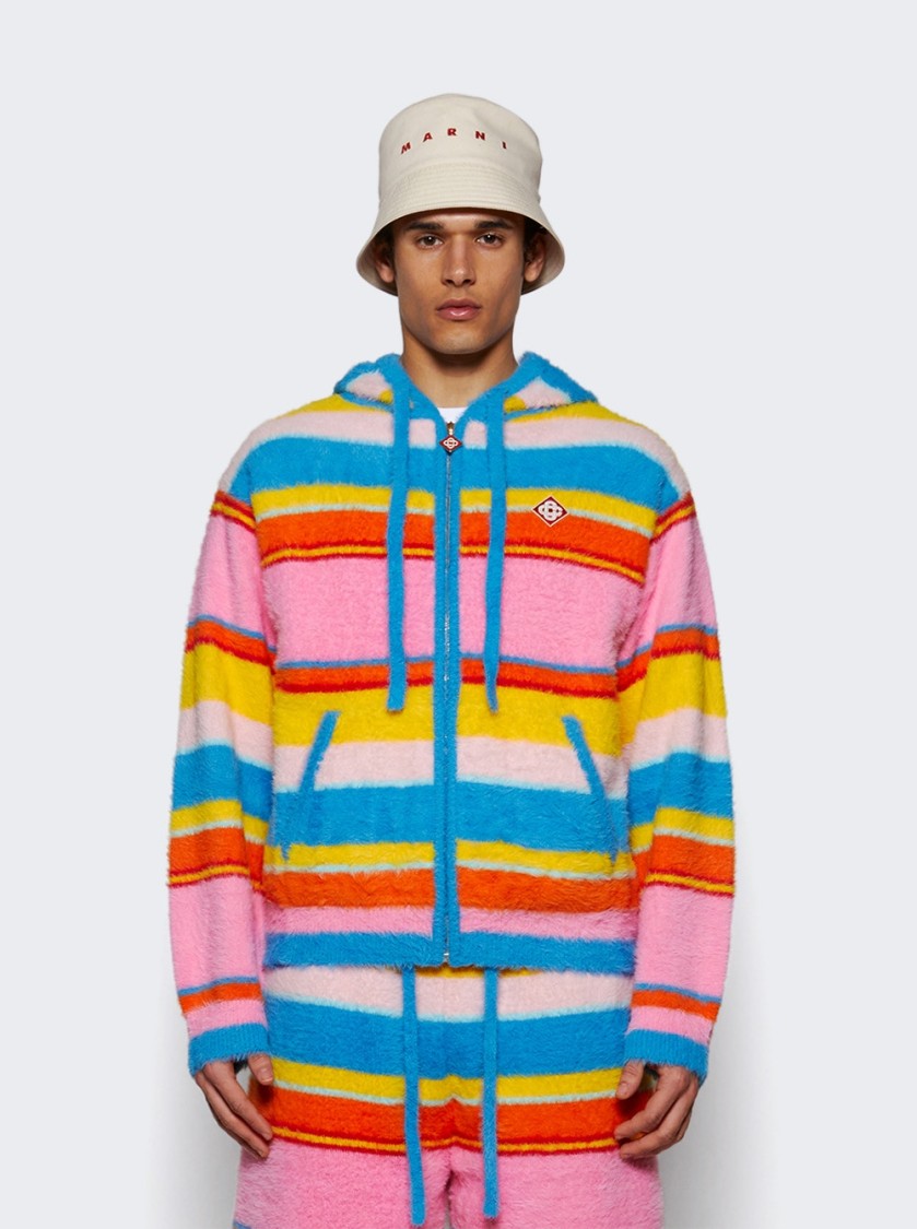 Casablanca Fluffy Oversized Hoodie Multicolor Blue