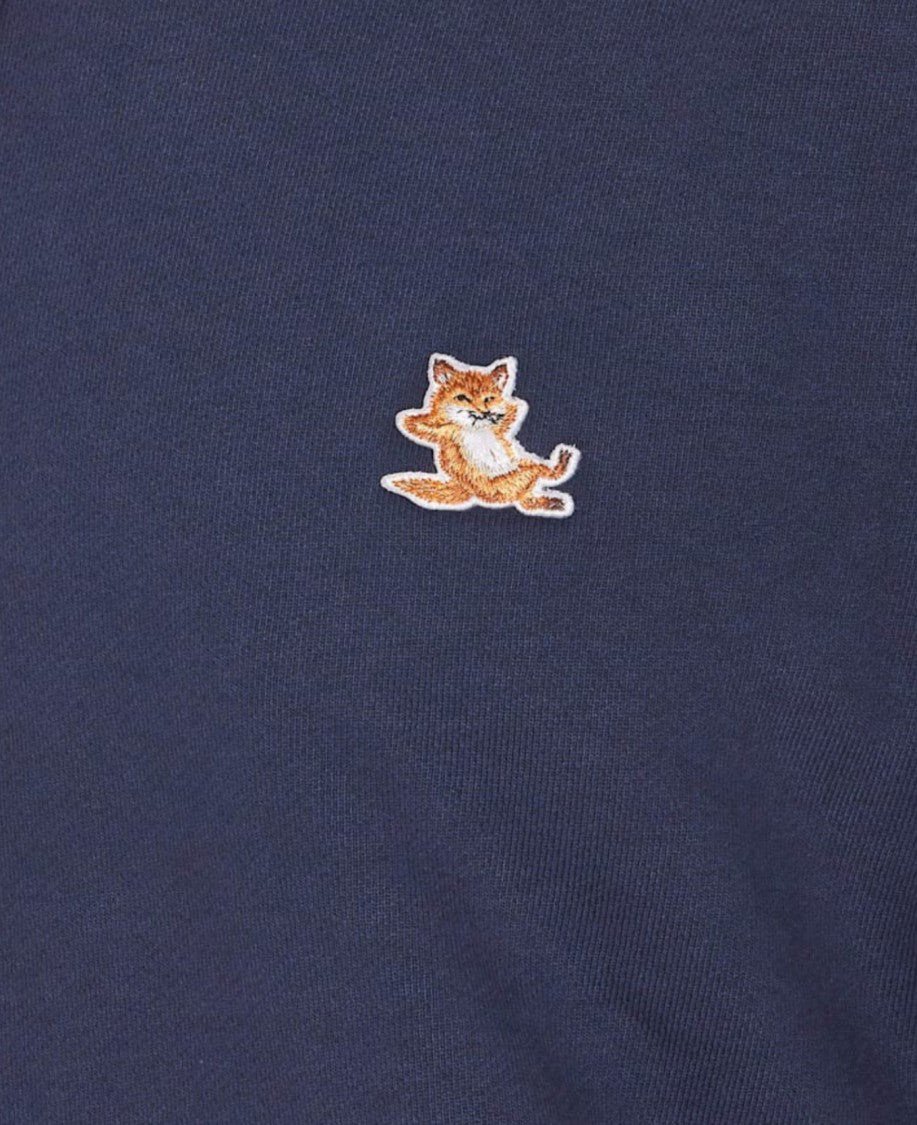 Maison Kitsuné Pullover Hoodie With Embroidered Chest Logo And Kangaroo Pocket