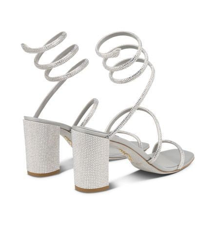 René Caovilla Cleo Crystal Grey Sandal 80