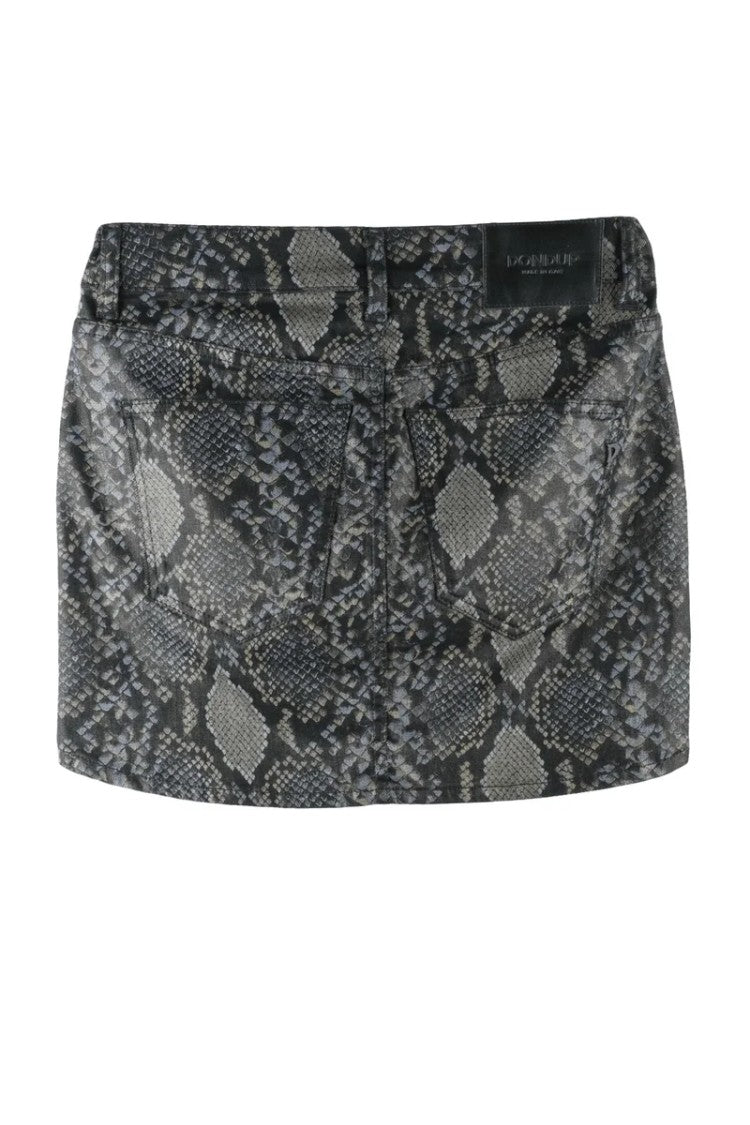 Dondup Black/Grey Cotton Elastane Women's Mini Skirt