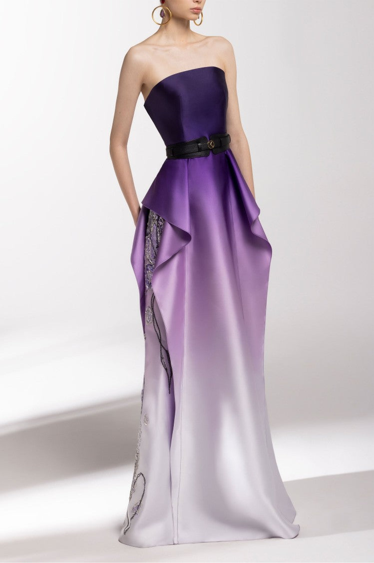 Saiid Kobeisy Mikado, Strapless Dress With Beading On The Sides