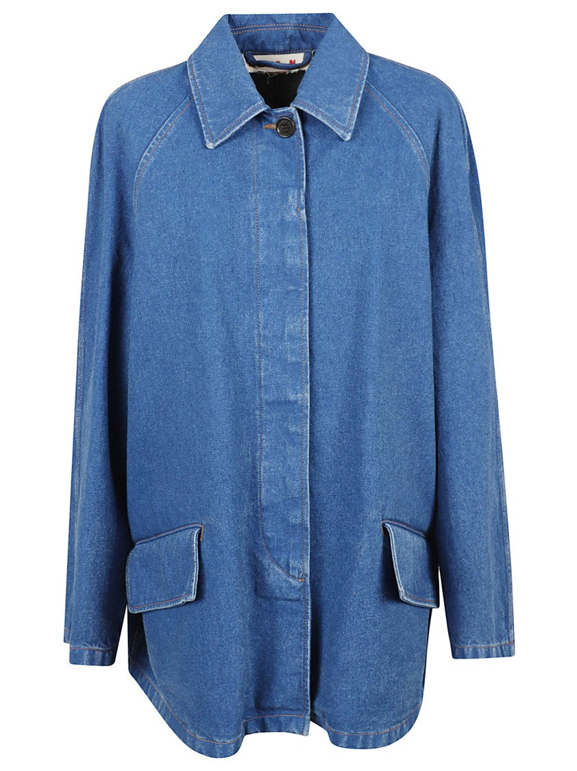 Marni Oversized Denim Jacket With Structured Collar