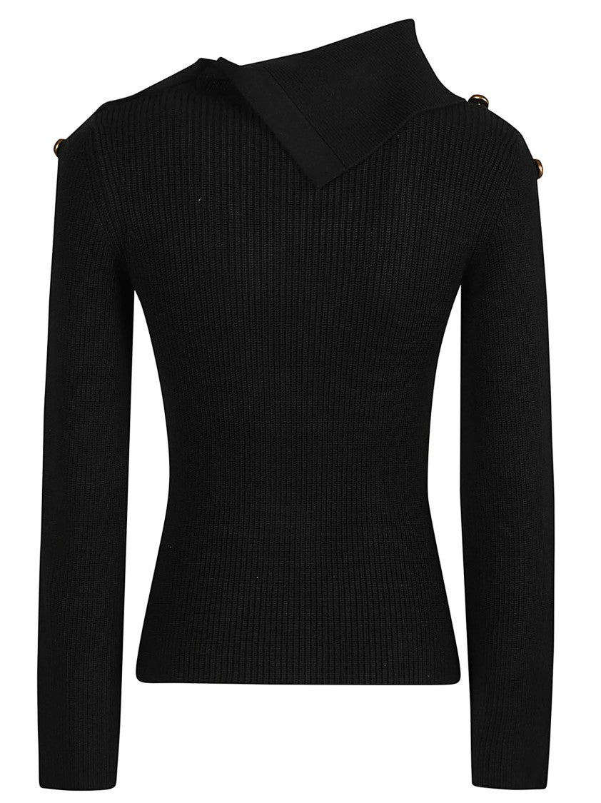 Elisabetta Franchi Asymmetrical Turtleneck Sweater With Decorative Buttons