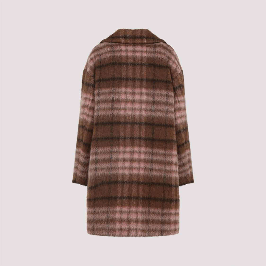 Moschino Double-Breasted Plaid Coat With Warm Acrylic Blend