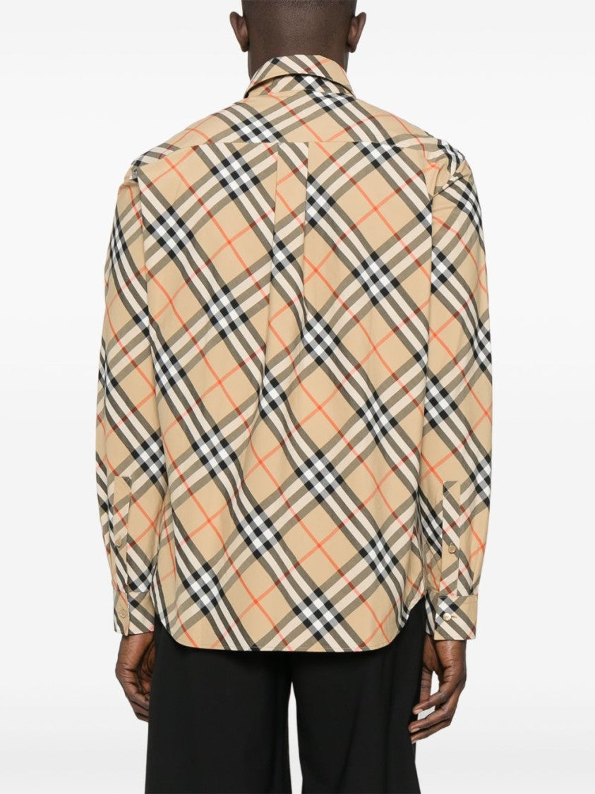 Burberry Check Print Casual Shirt With Classic Spread Collar
