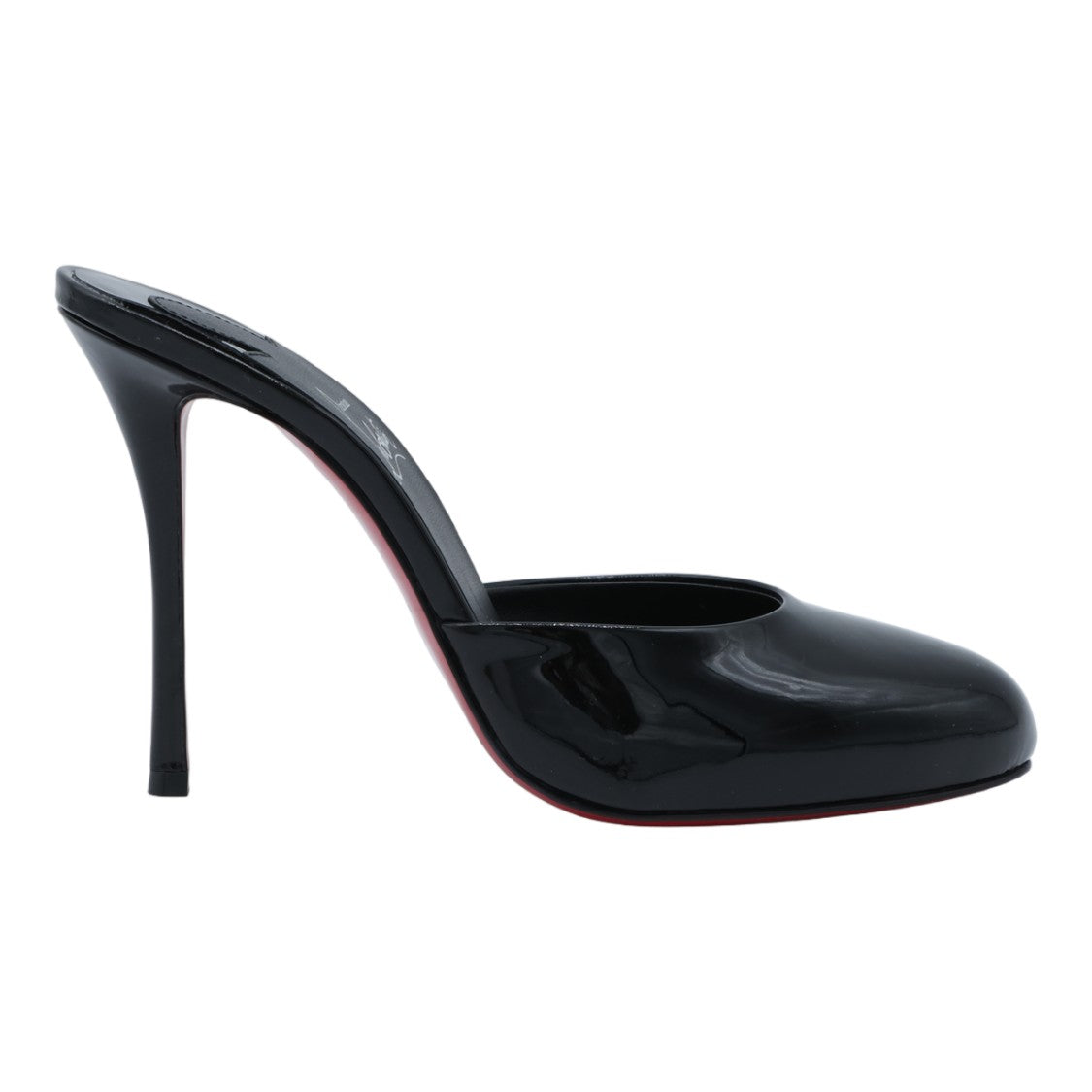 Christian Louboutin Glossy Black Patent High-Heeled Mules