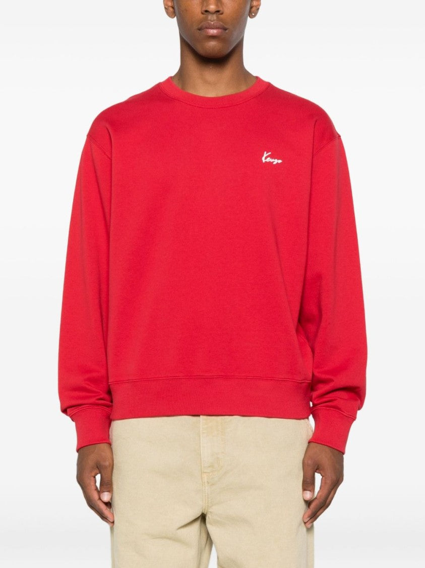 Kenzo Red Floral Print Logo Cotton Sweater