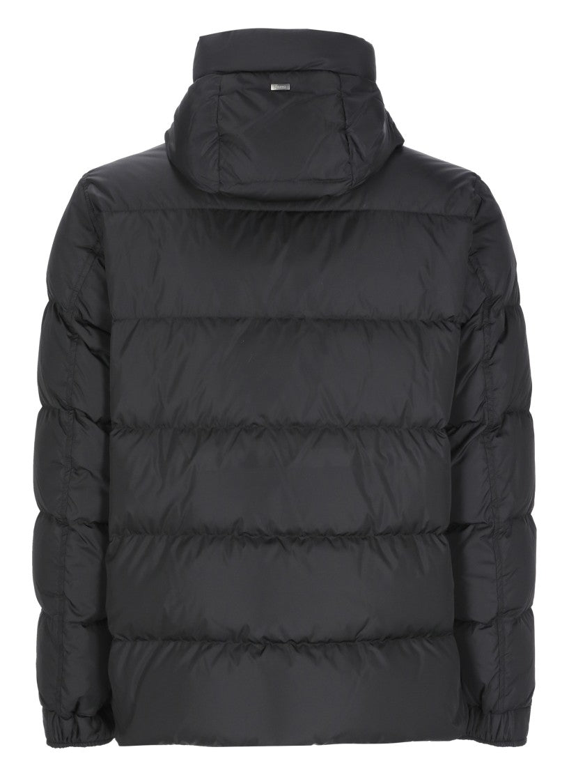 Herno Black Hooded Quilted Down Jacket