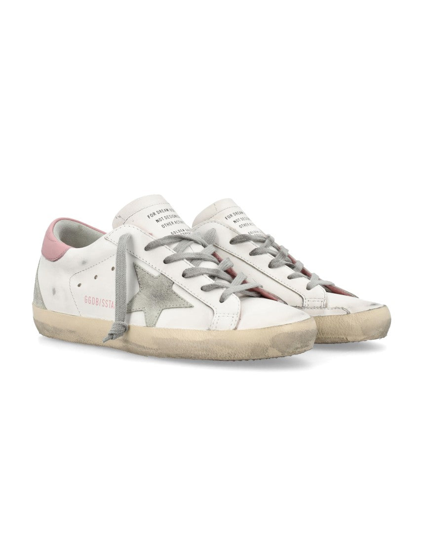 Golden Goose Superstar Distressed White Leather Low-Top Sneakers