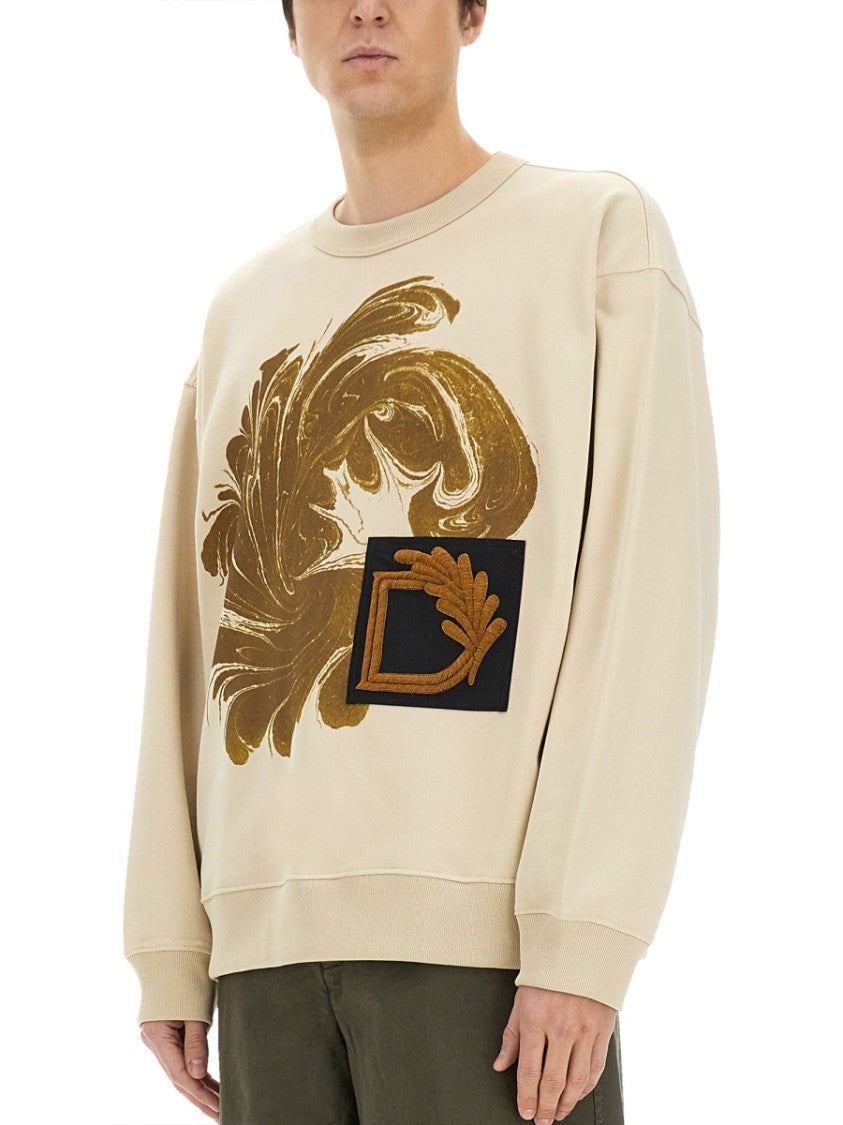 Dries Van Noten Printed Cotton Sweatshirt With Classic Crew Neckline