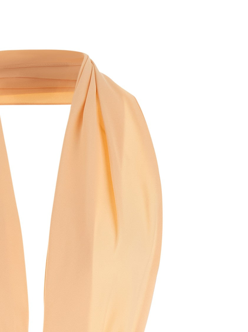 Alberta Ferretti Viscose Twill Top With Scarf-Effect And Belted Waist