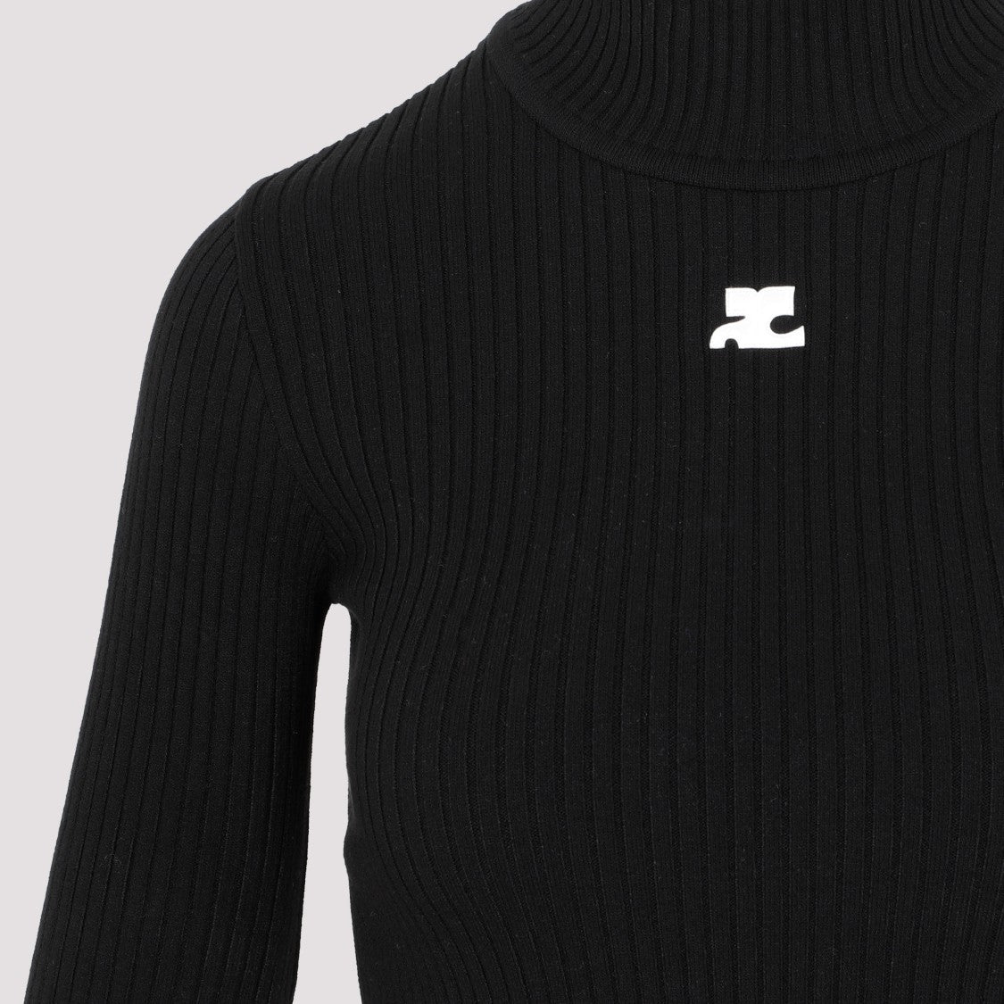 Courrèges Black Ribbed Jumper With Roll Neck