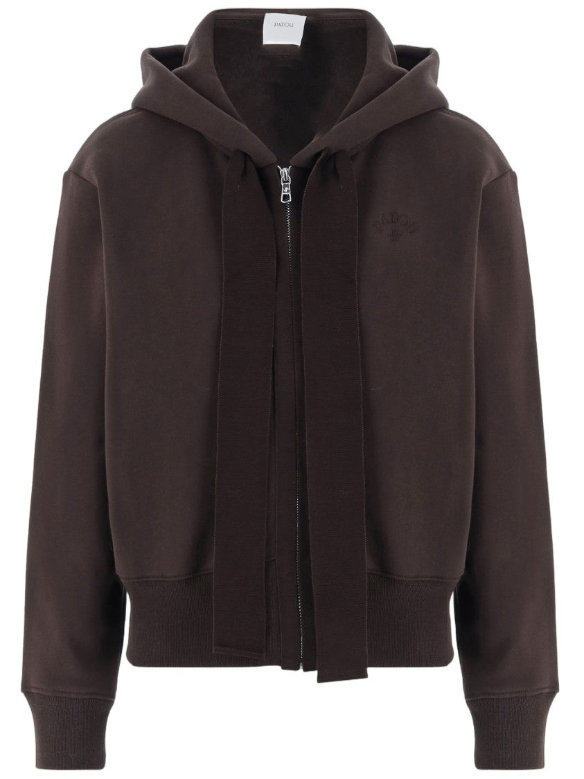 Patou Cotton Hooded Sweatshirt With Front Zipper And Embroidered Logo