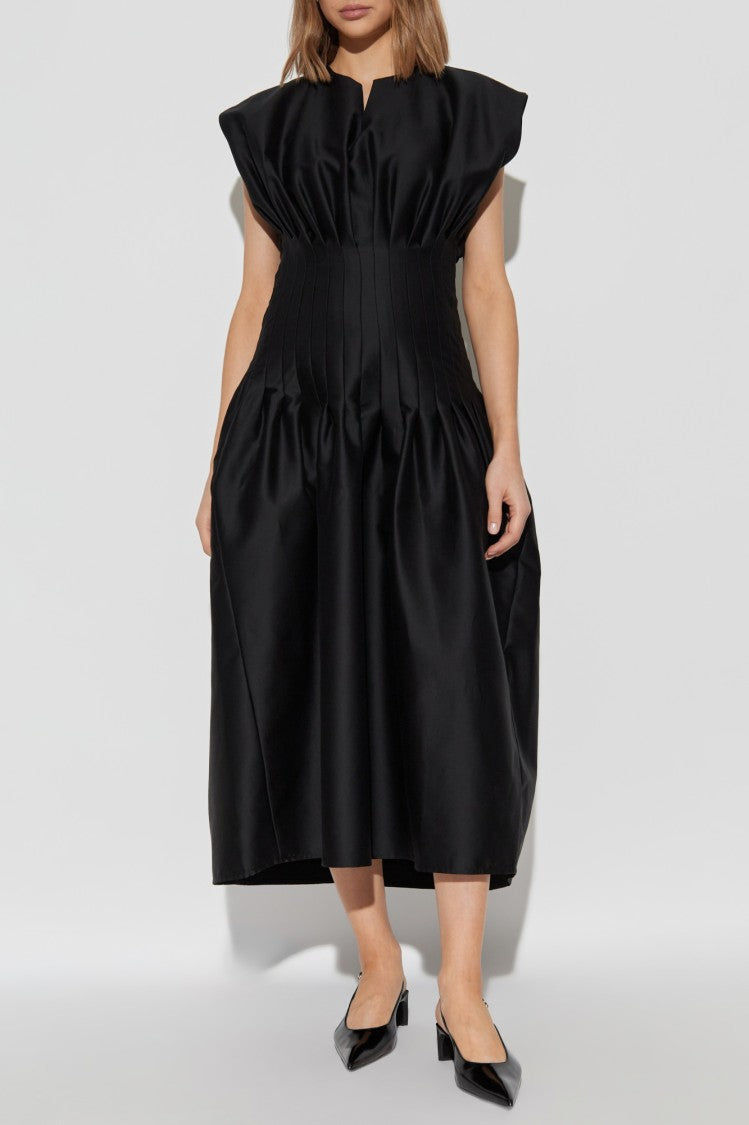 Fabiana Filippi Black Pleated Dress With Flared Design