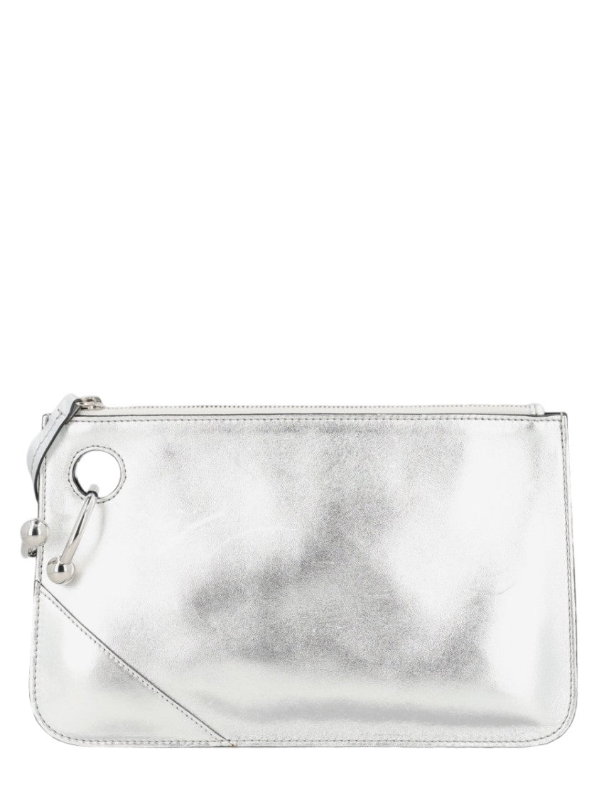 J. W. Anderson Rectangular Metallic Silver Pouch With Eyelet Detail