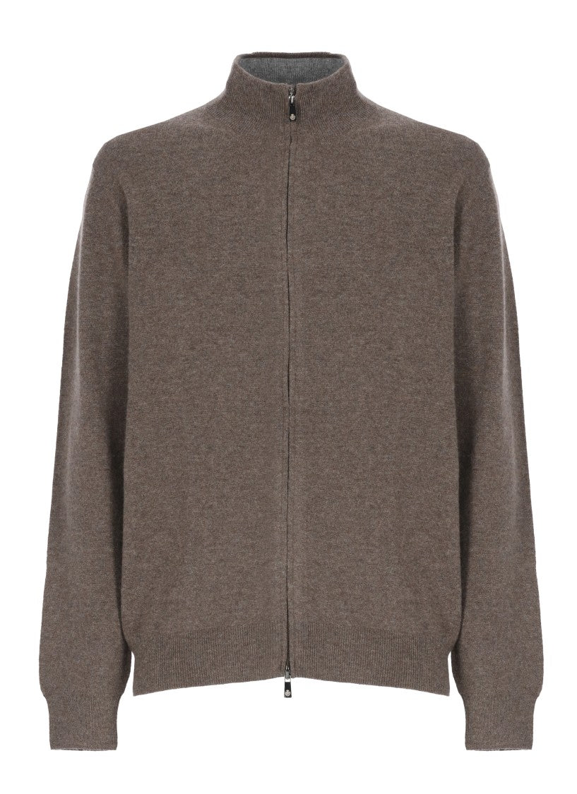 Della Ciana High Neck Wool And Cashmere Sweater With Double Zip Closure