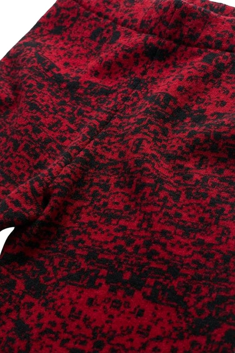 Les Benjamins Intricate Red And Black Patterned Straight Pants