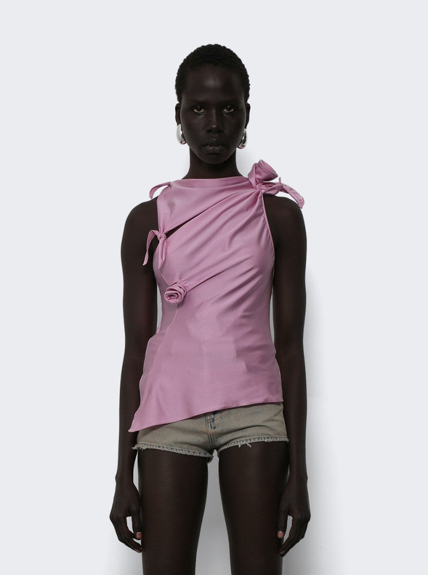 Coperni Asymmetric Neckline Top With Decorative Rose Detailing