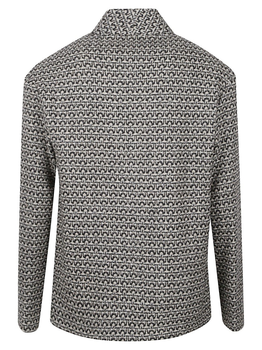 Emporio Armani Textured Monochrome Jacket With High Collar And Structured Silhouette