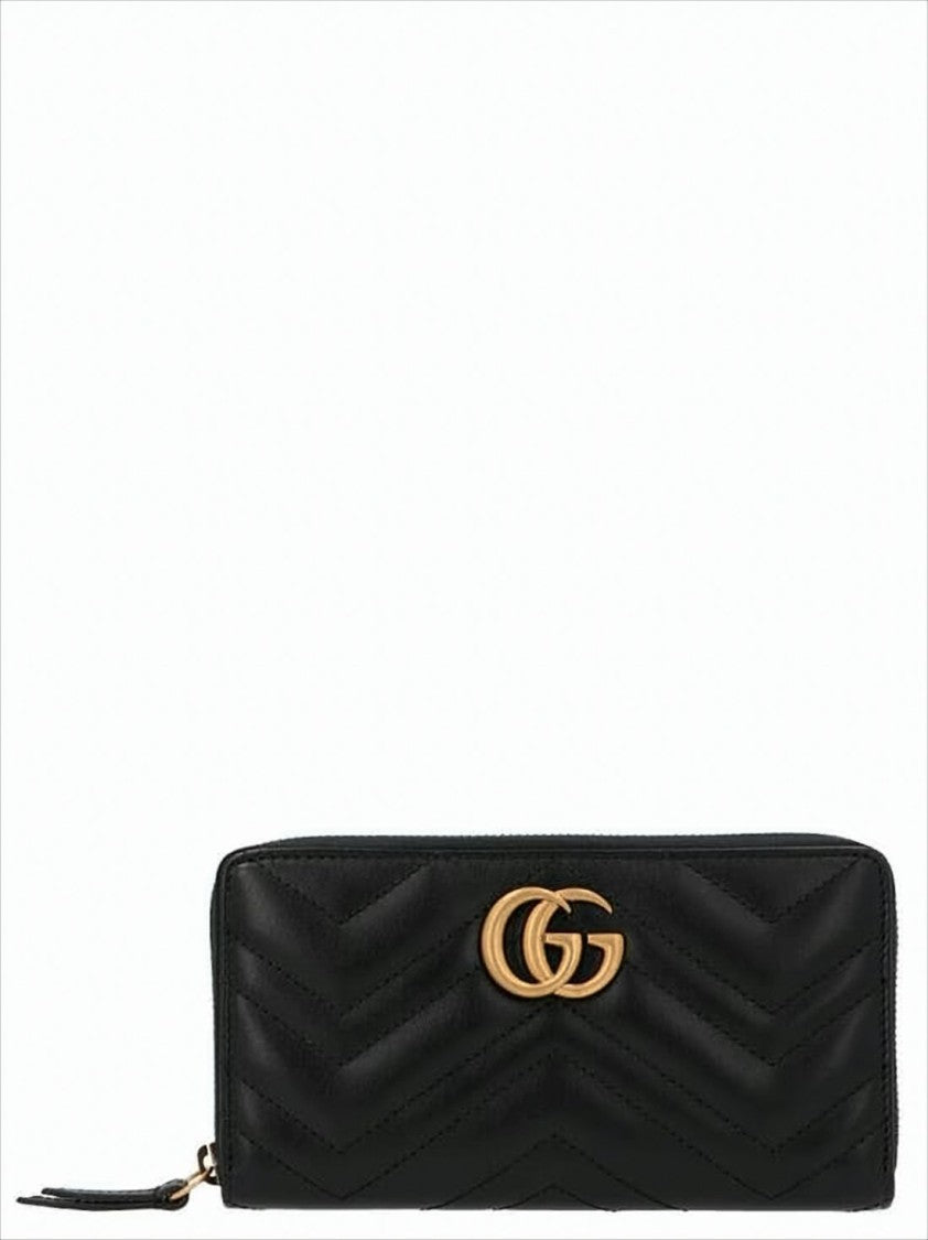 Gucci Chevron-Patterned Leather Gucci Long Wallet With Double G Logo