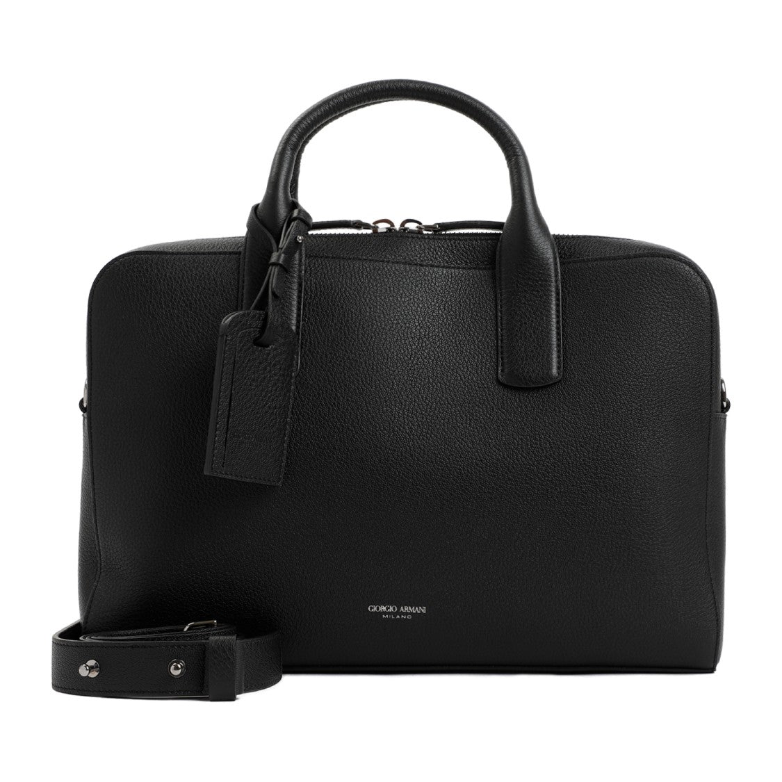 Giorgio Armani Black Grained Calf Leather Bag