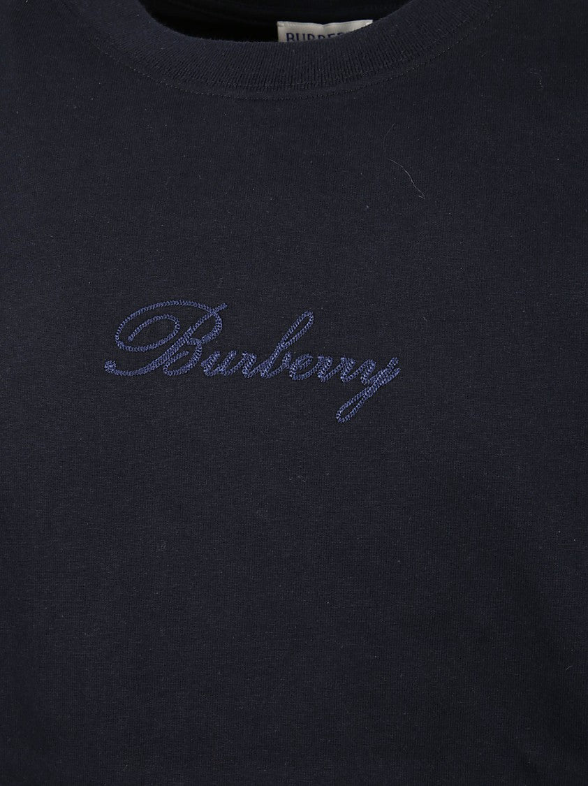 Burberry Classic Navy T-Shirt With Embroidered Logo