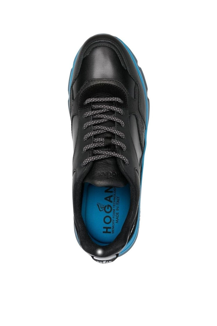 Hogan Black Hyperlight Contrast Midsole Leather-Blend Sneakers