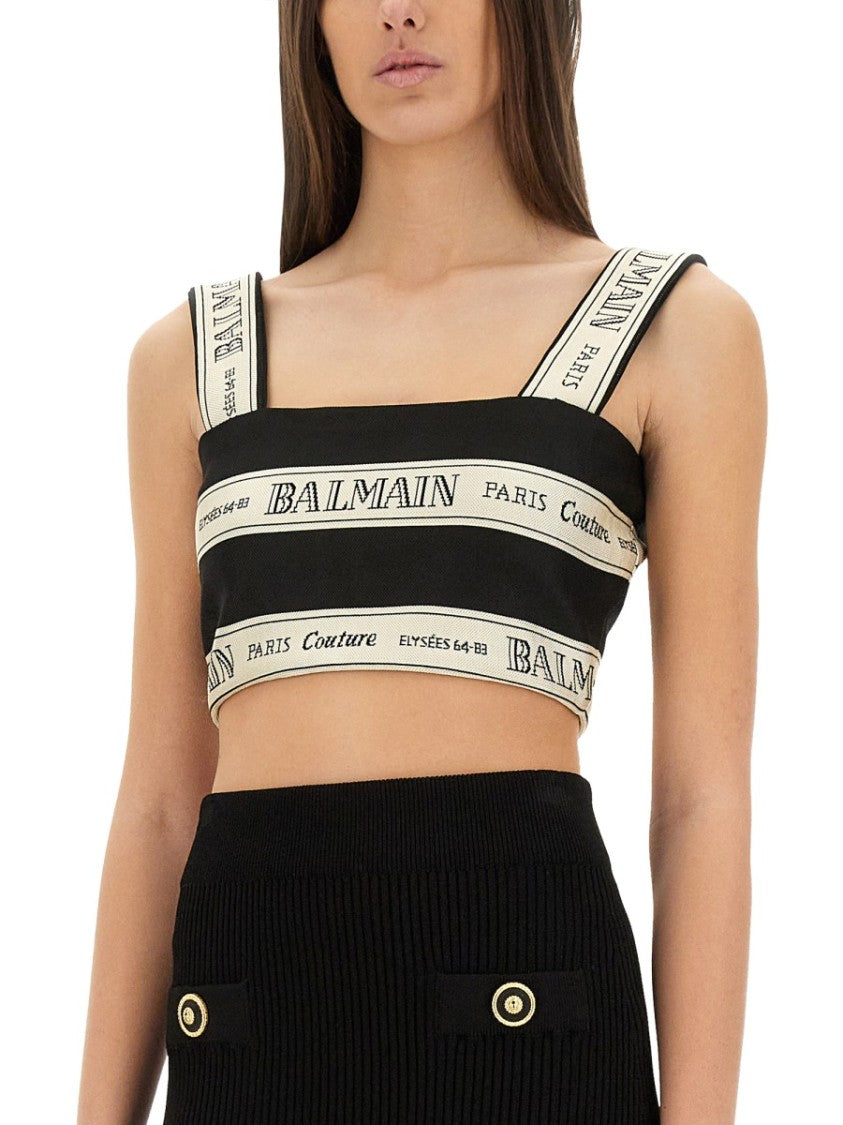 Balmain Cropped Top With Wide Straps
