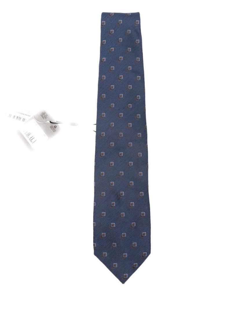 Corneliani Silk Blue Tie With Subtle Herringbone