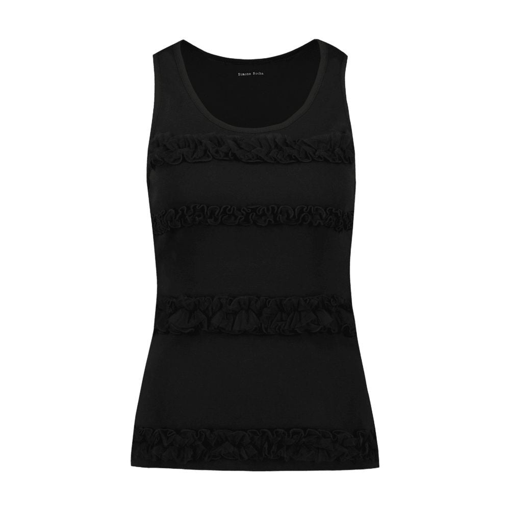 Simone Rocha Fitted Ruffle Frill T-Shirt - Cotton - Black