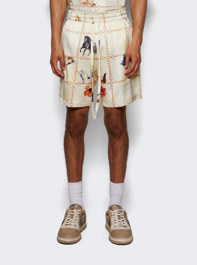 Nahmias Wildlife Silk Shorts Ivory