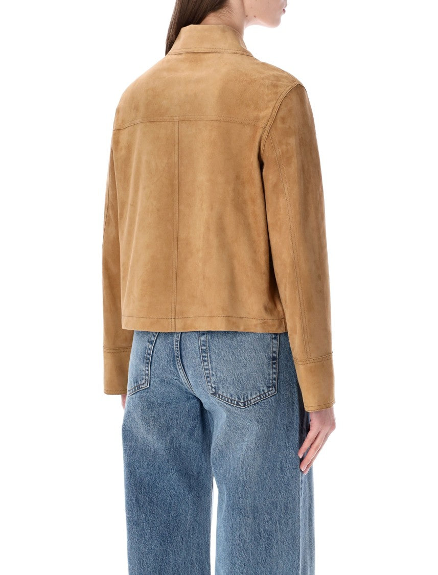 Sword Morbido Suede Leather Cropped Jacket