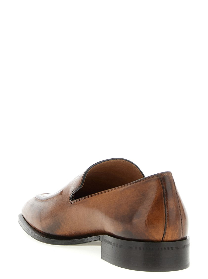 Miu Miu Hand-Waxed Calf Leather Loafers With Elongated Silhouette