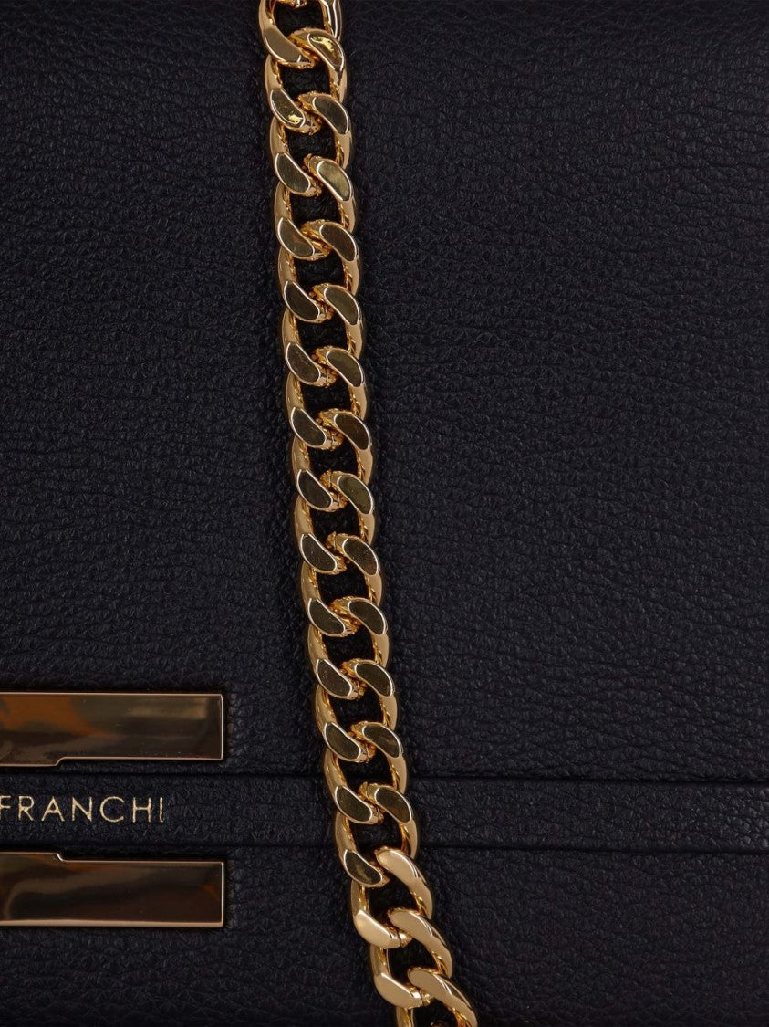 Elisabetta Franchi Rectangular Black Bag With Textured Finish
