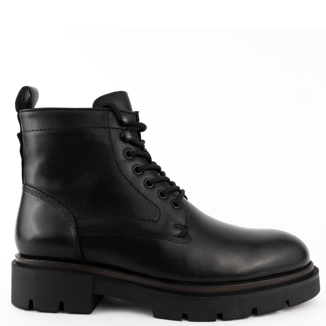 Sergio Moretti Lace-Up Black Leather Ankle Boots