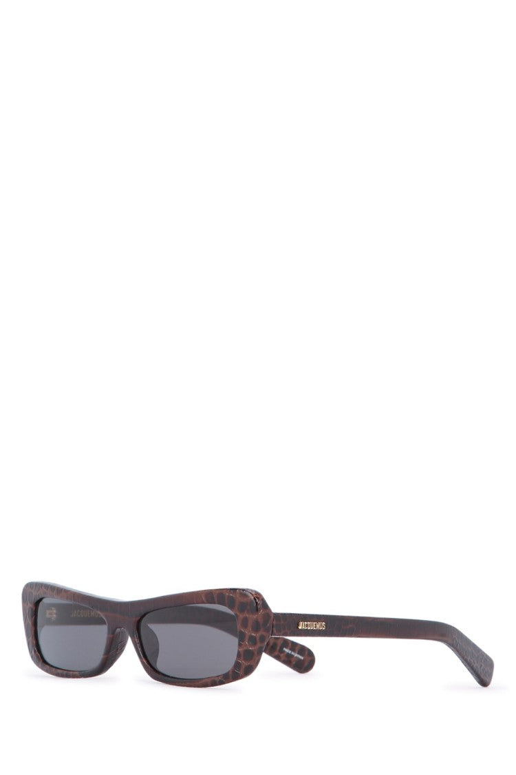 Jacquemus Slim Rectangular Calf Leather Sunglasses