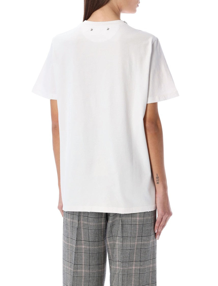 Golden Goose Relaxed Fit Rhinestone-Embellished White T-Shirt