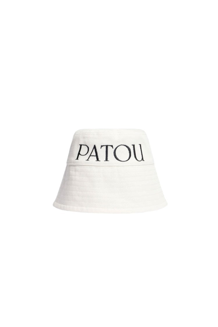 Patou White Cotton Bucket Hat With Maxi Logo