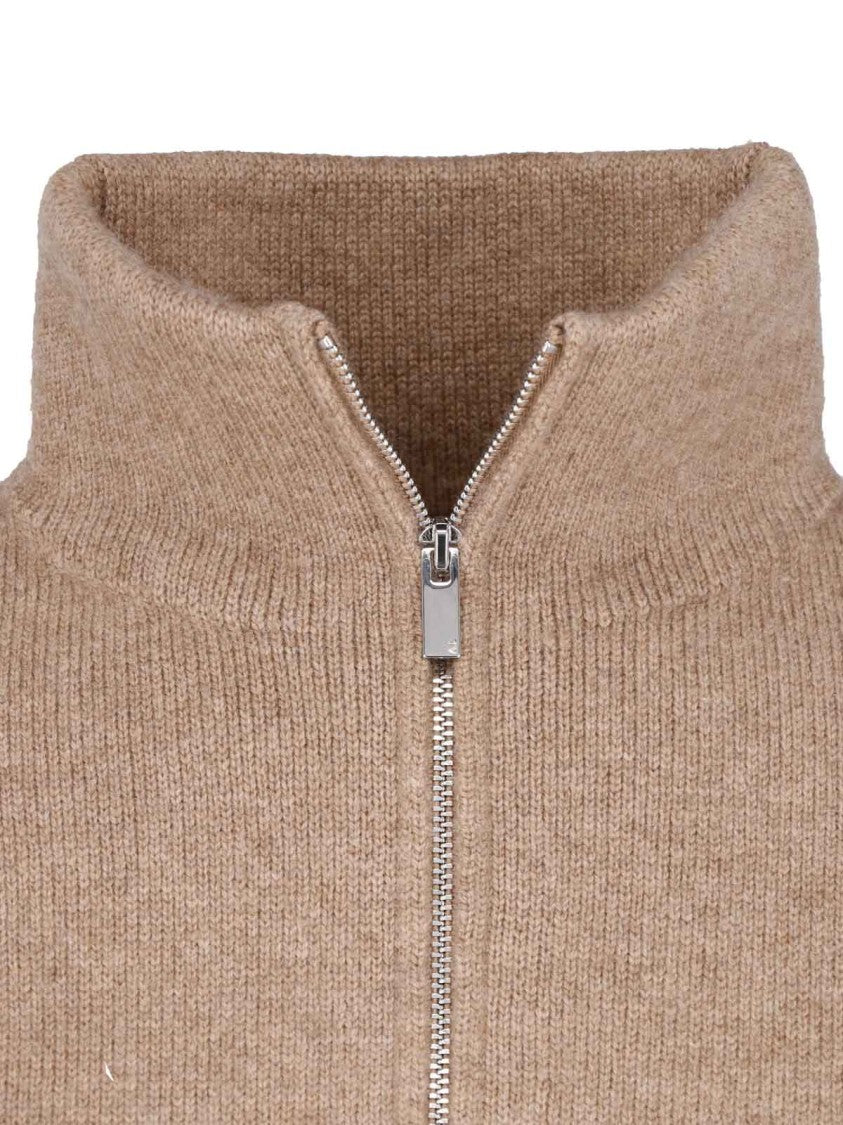Almada Cropped High Collar Almada Sweater With Front Zipper