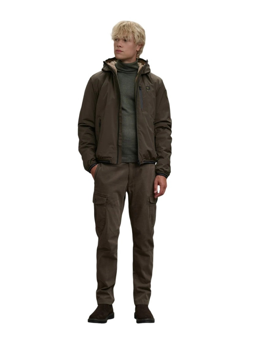 Blauer Deep Olive Green Faux Fur Windbreaker