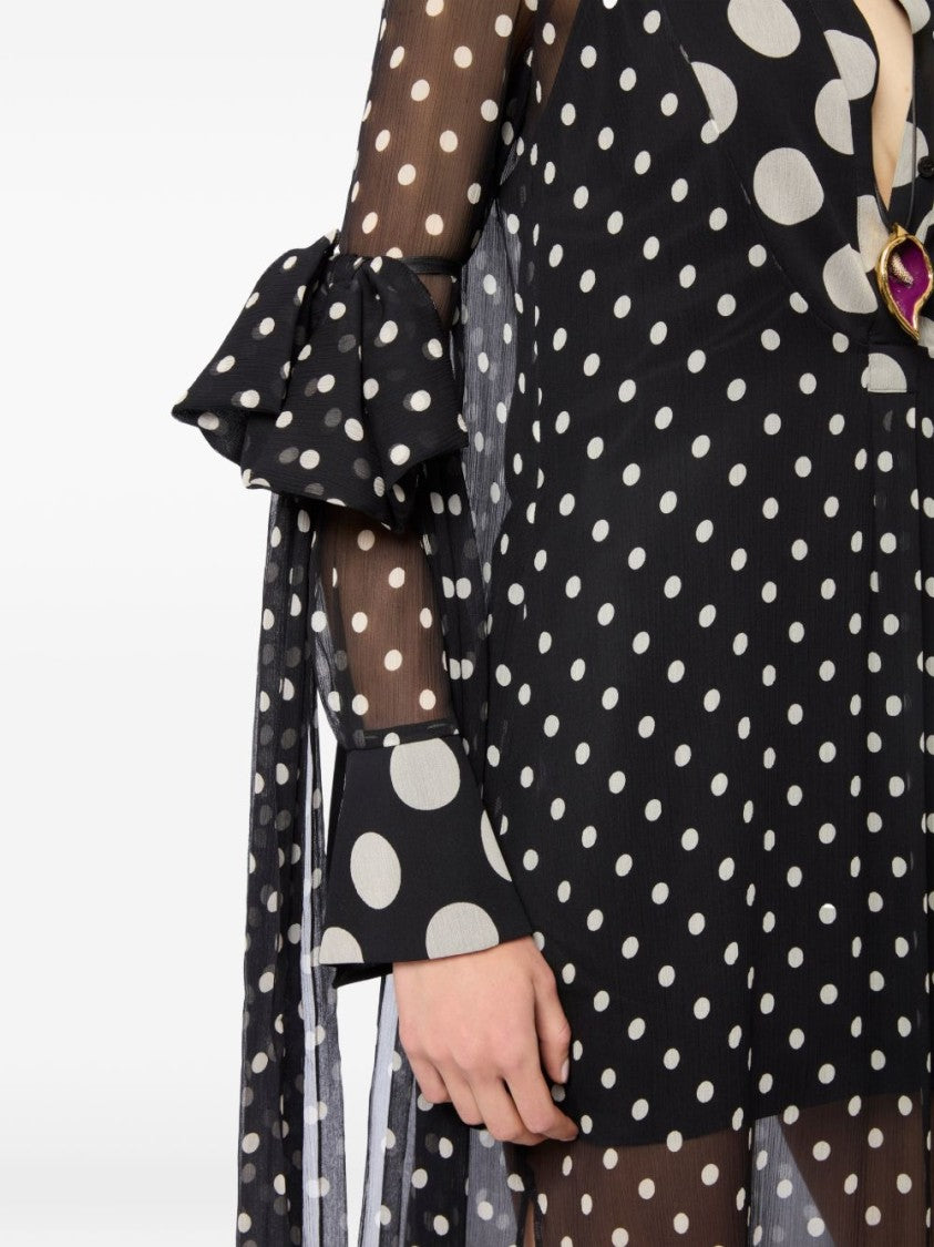 Nina Ricci Polka Dot Slip Midi Cotton Dress