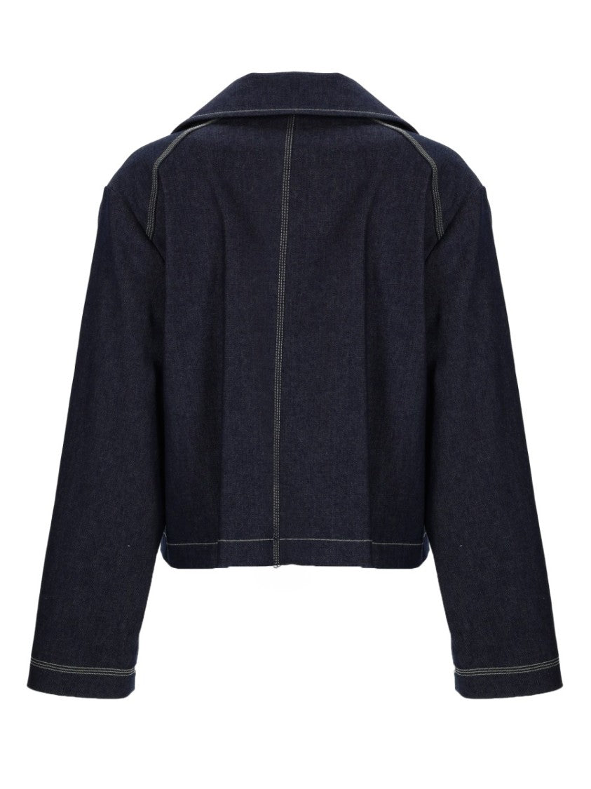 Ps Paul Smith Cropped Deep Indigo Contrast Stitching Jacket